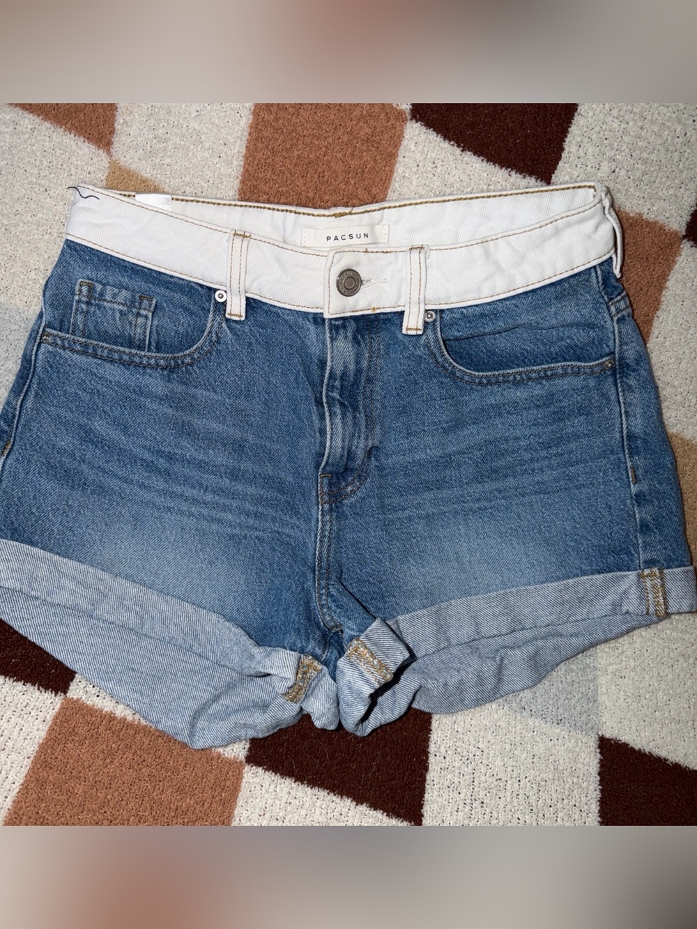 PacSun Women's Blue Denim Cuffed High-Rise Shorts